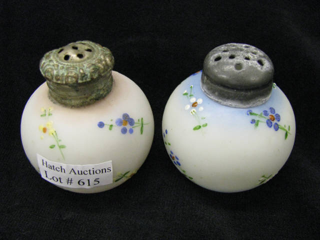 Appraisal: Mt Washington Art Glass Salt Pepper handpainted satin glass