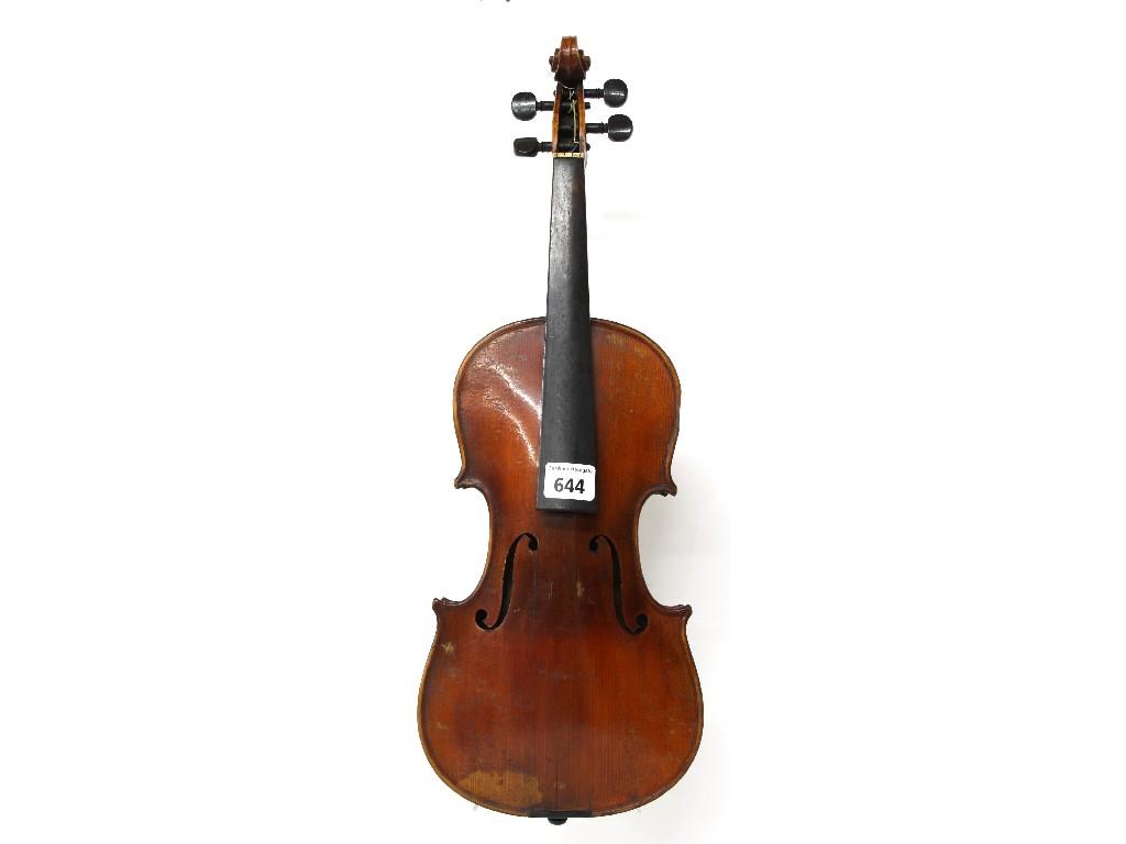 Appraisal: Early th century half size Stradivari copy violin cm