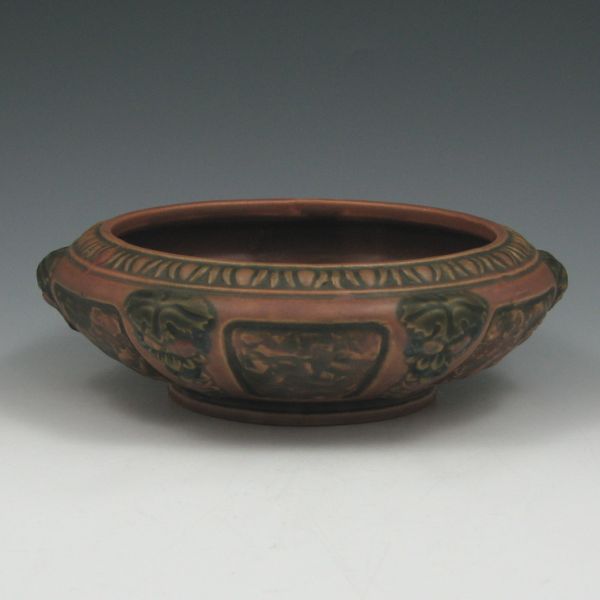 Appraisal: Roseville Florentine - low bowl Marked with Rv ink stamp