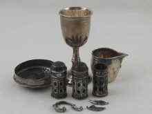 Appraisal: A silver kiddush cup London a small cream jug Austro