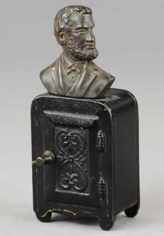 Appraisal: LINCOLN BUST SAFE STILL BANK J M Harper very rare