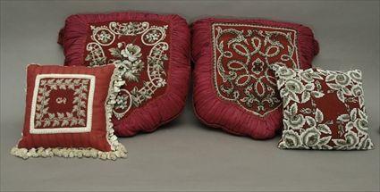 Appraisal: Four Beadwork Pillows Larger pair each x in