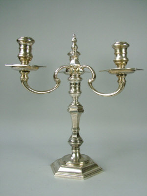 Appraisal: A George III style silver cast three light candelabra London