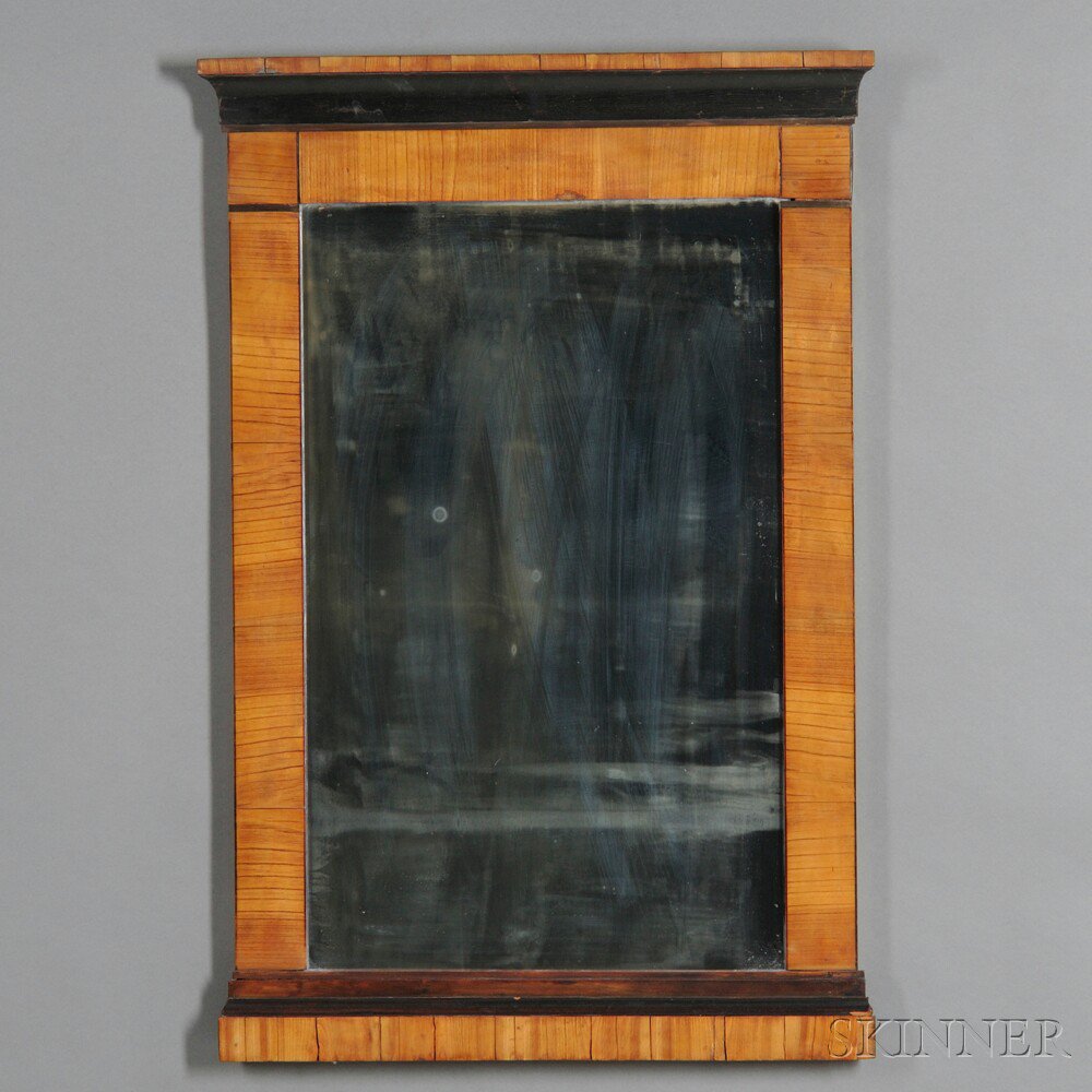 Appraisal: Biedermeier Cherry-veneer and Parcel-ebonized Mirror probably Germany mid- th century