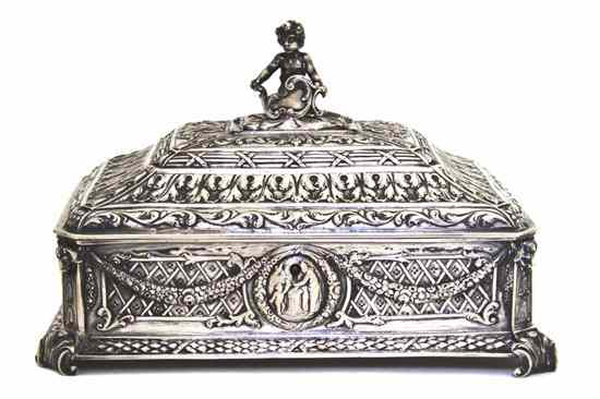 Appraisal: A Hanau Silver Table Casket Georg Roth Co the domed