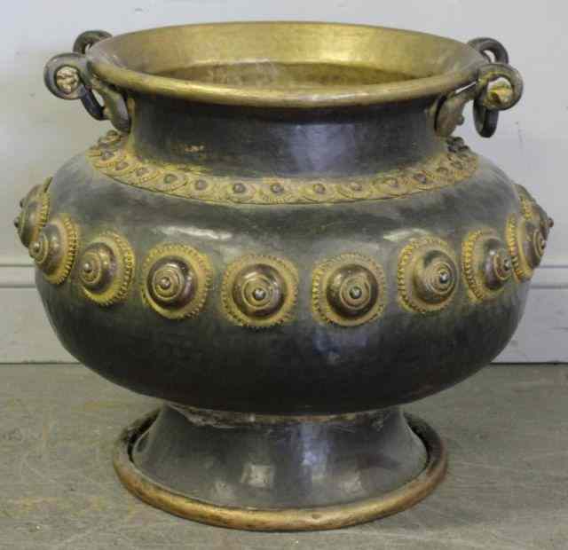 Appraisal: Great Quality Antique Brass and Bronze HandledBucket Possibly Chinese From