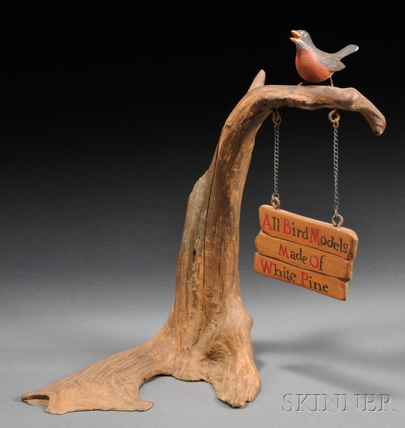 Appraisal: Jess Blackstone's Painted Wood Trade Sign with Robin Figure New