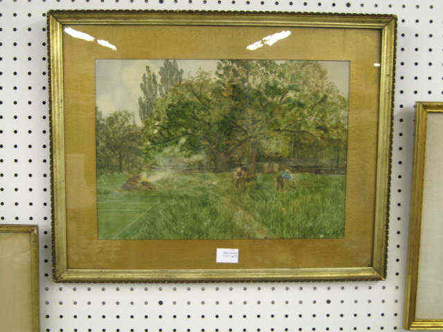 Appraisal: Watercolor of Farmers in the Field