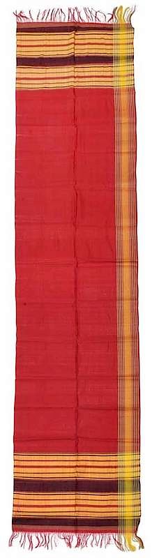 Appraisal: Handwoven Madras Pattern Silk Panel Turkish or Indian th century