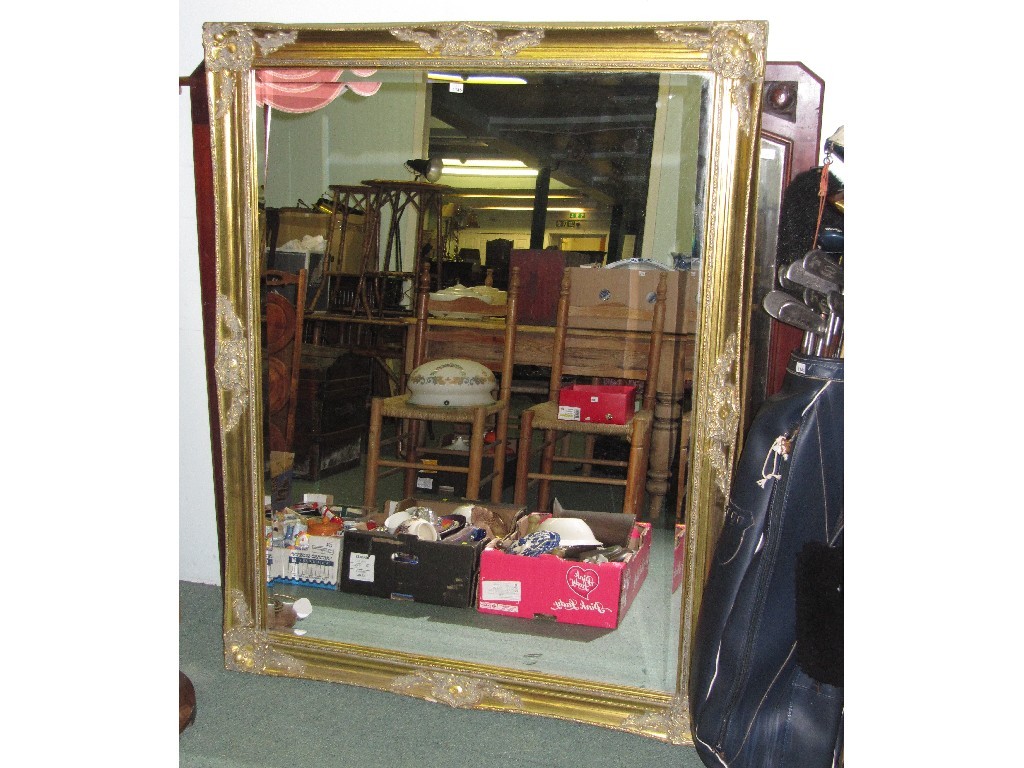 Appraisal: Gilt framed overmantel mirror and an oak framed overmantel mirror