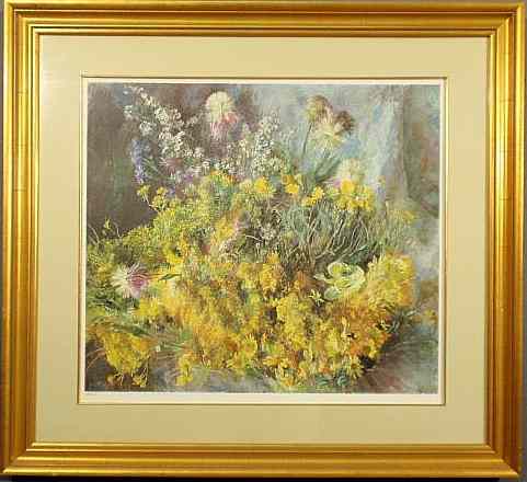 Appraisal: Framed and matted collotype of flowers titled September Bloom and