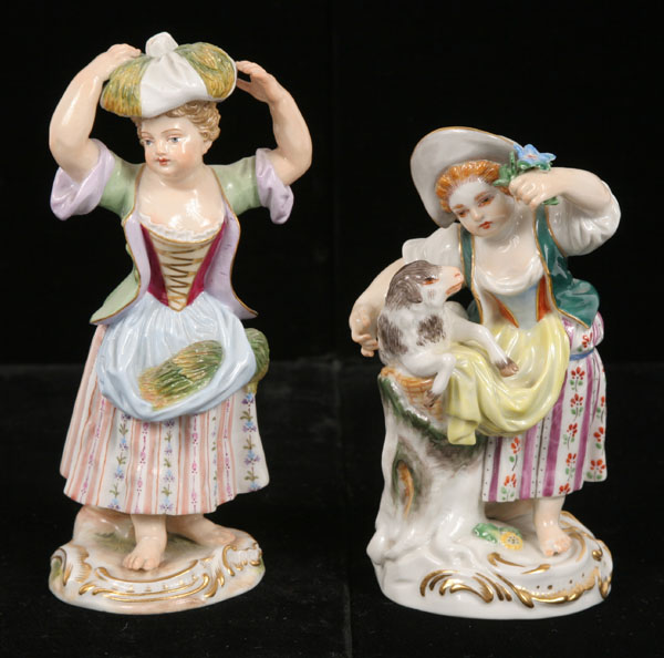 Appraisal: Lot of Meissen porcelain children figures little girl w sheep