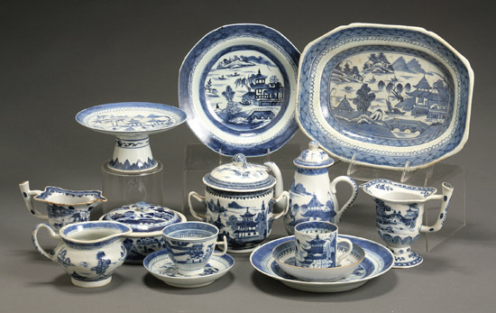 Appraisal: Chinese Export 'Canton' Blue and White Assembled Part Dinner Service