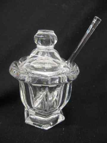 Appraisal: Baccarat Crystal Condiment Jar with spoon '' signed excellent