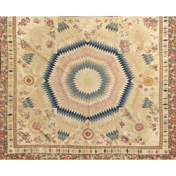 Appraisal: PATCHWORK QUILT In the Bethlehem Star pattern embroidered John Torrence