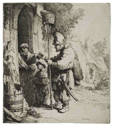 Appraisal: REMBRANDT VAN RIJN The Rat Catcher Etching and drypoint x