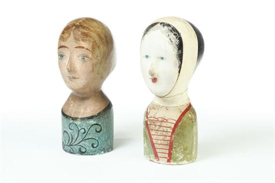 Appraisal: TWO MILLINER'S HEADS Probably France nd half- th century papier