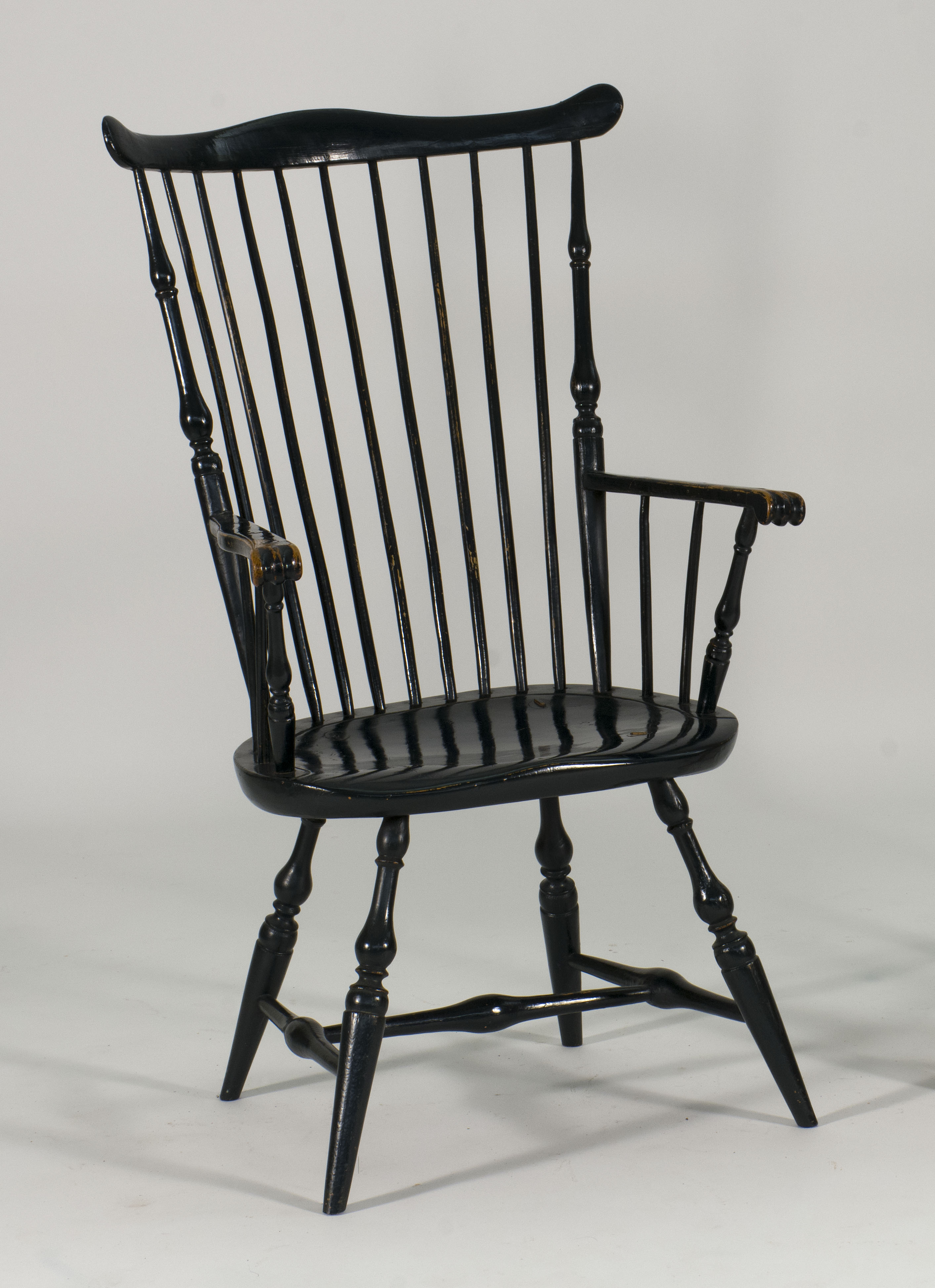 Appraisal: ANTIQUE AMERICAN WINDSOR FANBACK ARMCHAIR Late th CenturyRepainted in deep