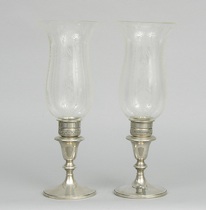 Appraisal: A Pair Of Sterling Silver Candle Holders With Hurricanes A