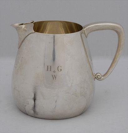 Appraisal: TIFFANY CO MONOGRAMMED SILVER PINT WATER PITCHER After the flared