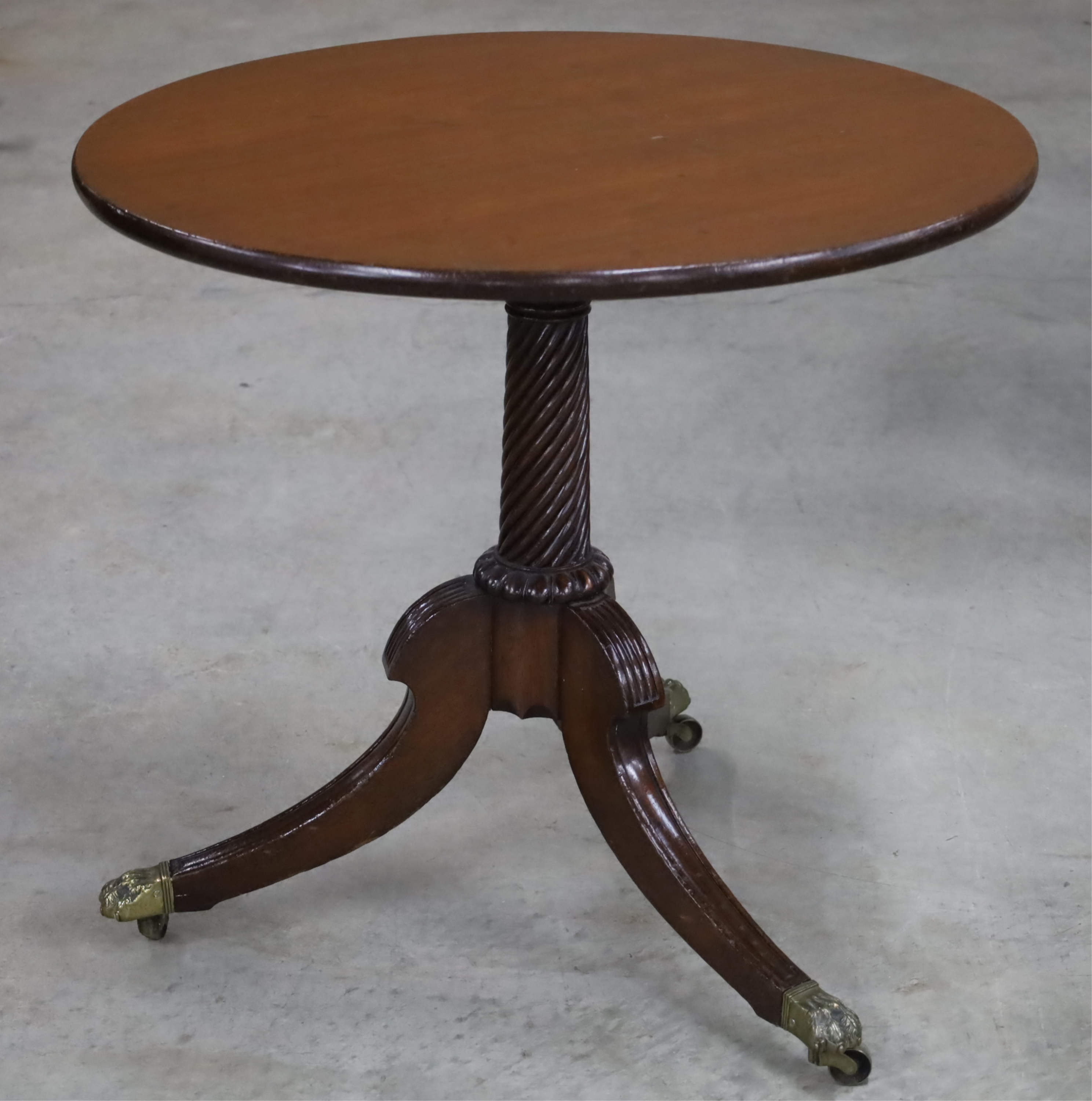 Appraisal: FINE ENGLISH REGENCY MAHOGANY TILT TABLE Fine English Regency mahogany