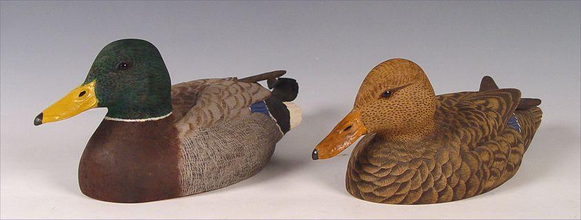 Appraisal: PAIR P E BUTCHER MALLARD DUCK CARVINGS Drake and hen