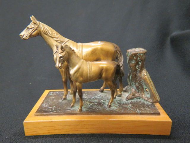 Appraisal: Austria Bronzed Figurine of Mare Colt wooden base x excellent