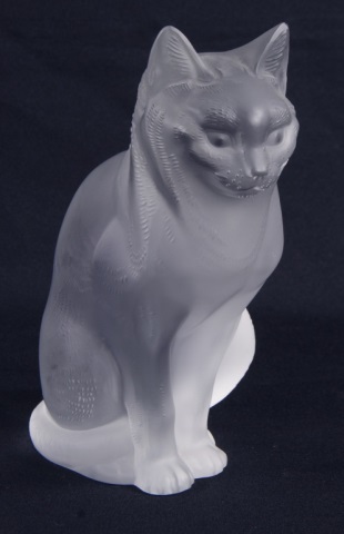 Appraisal: Lalique Chat Assis Sculpture Seated Cat Sculpture of a seated