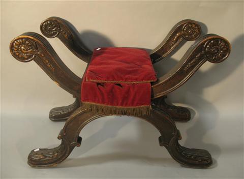 Appraisal: RENAISSANCE REVIVAL MAHOGANY STOOL h w d in