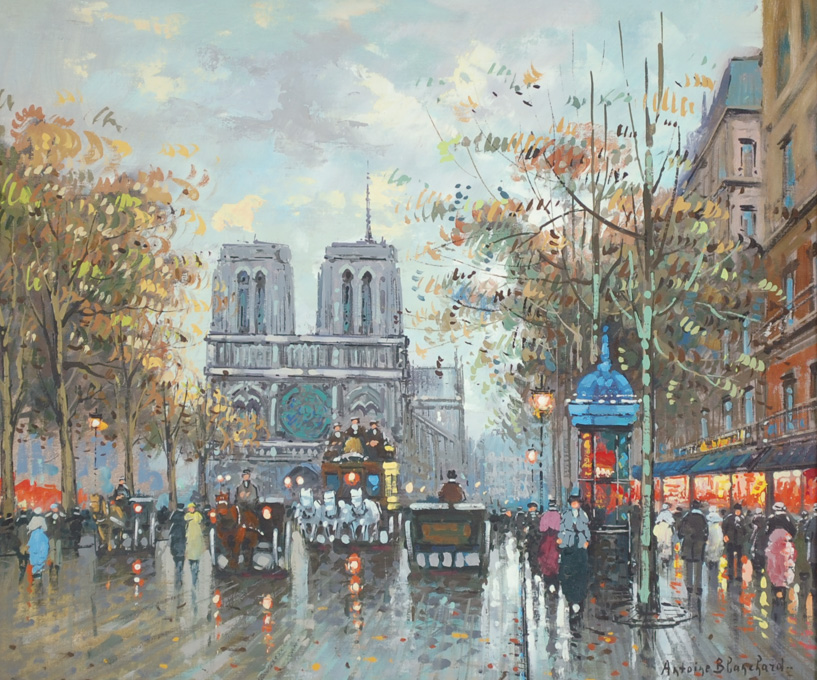 Appraisal: ANTOINE BLANCHARD OIL ON CANVAS French - Paris street scene