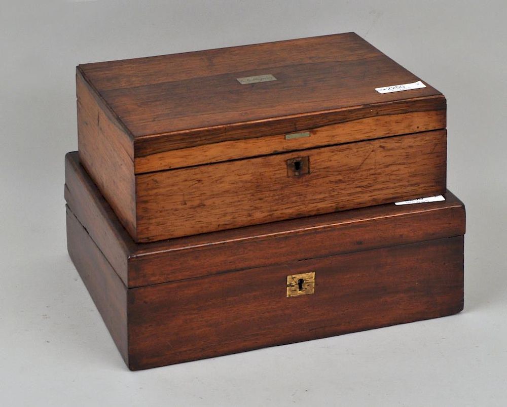 Appraisal: Two Small Mahogany Lap Desks the smaller with faux grained