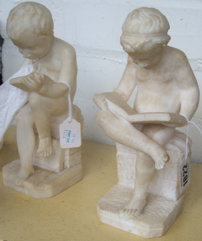 Appraisal: A pair of Italian alabaster models of children circa each