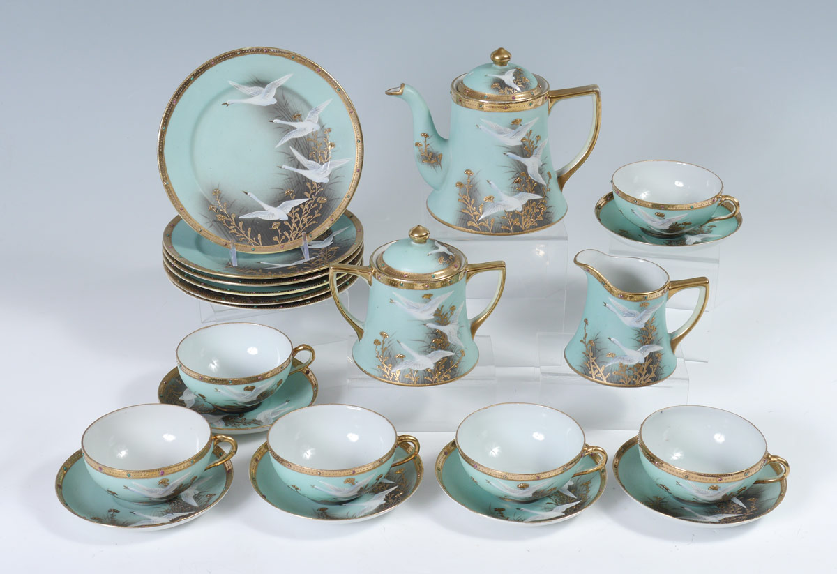 Appraisal: SNOW GEESE HAND PAINTED NIPPON TEA SET pieces hand painted