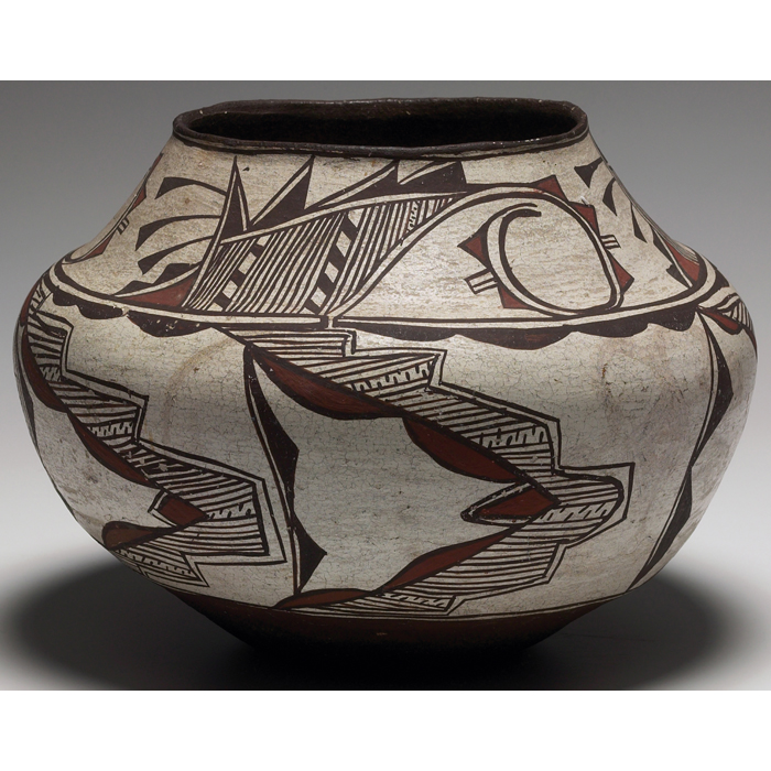 Appraisal: Zuni olla attribution large form with painted stylized designs w