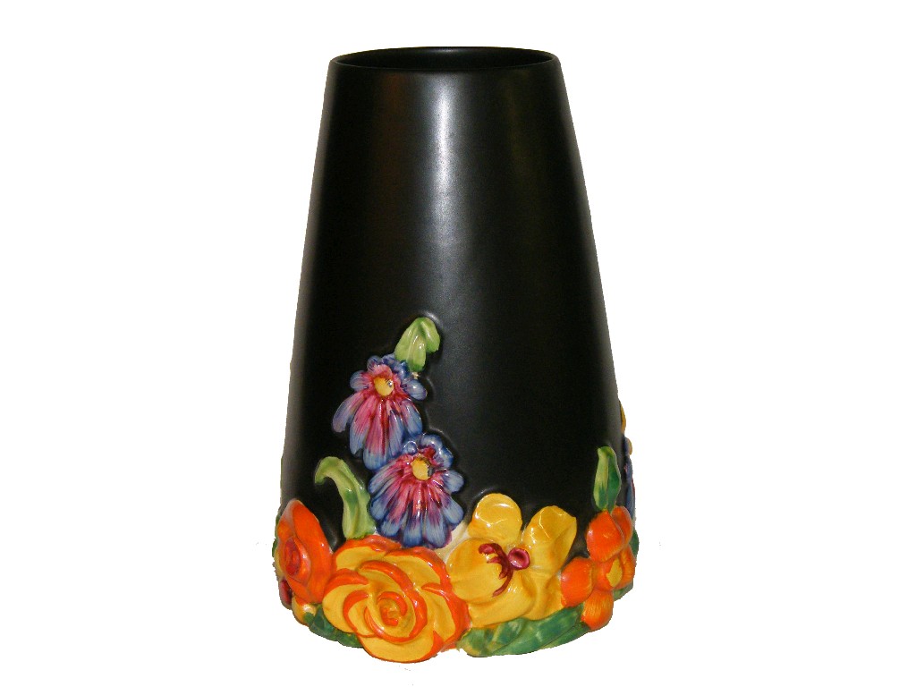 Appraisal: Clarice Cliff 'My Garden' vase decorated in relief with moulded