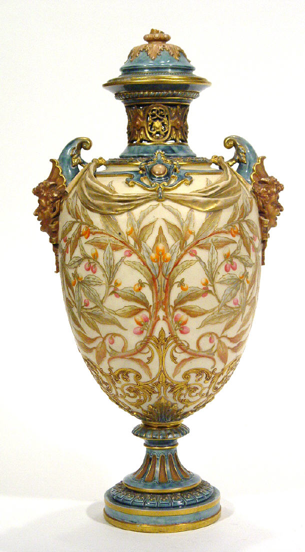 Appraisal: Large Worcester vase with pierced and gilded neck rim relief