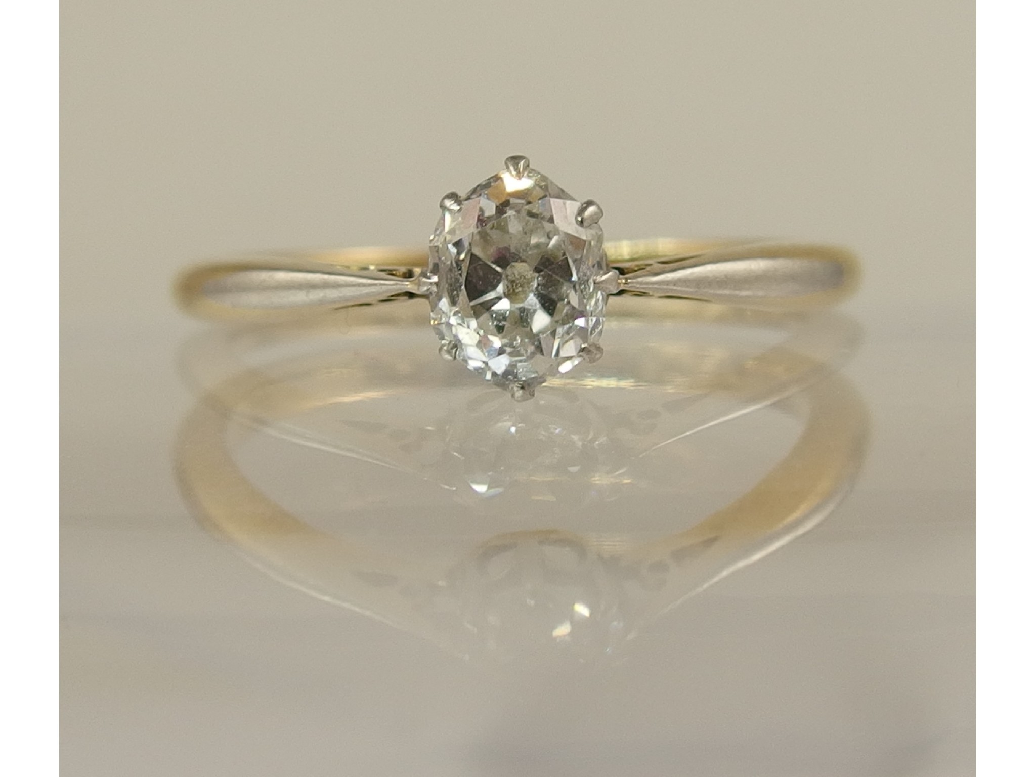 Appraisal: An ct and platinum solitaire oval old cut diamond ring