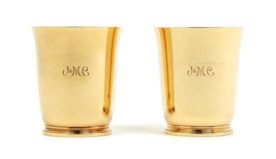 Appraisal: Pair of American Karat Yellow Gold Cups Tiffany Co -