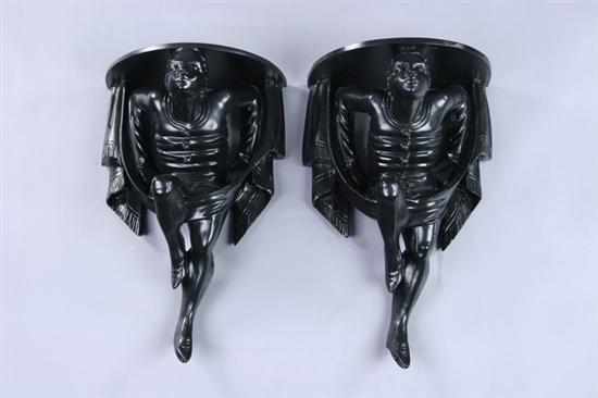 Appraisal: PAIR BLACKAMOOR SCONCES th century plaster Each with court jester