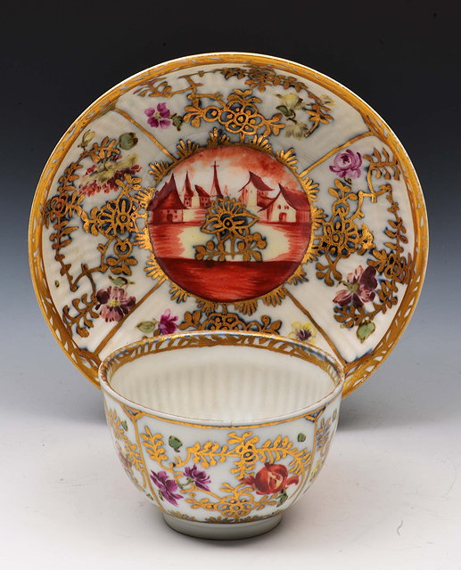 Appraisal: Meissen gilded tea bowl and saucercirca decorated with gilding and