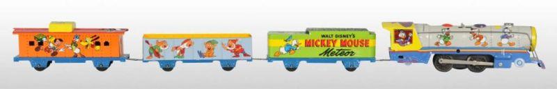 Appraisal: Walt Disney Marx Tin Mickey Mouse Meteor Train Set Description