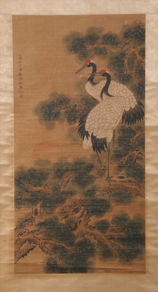 Appraisal: AFTER SHEN CHUNG Chinese century TWO CRANES UNDER PINE TREE