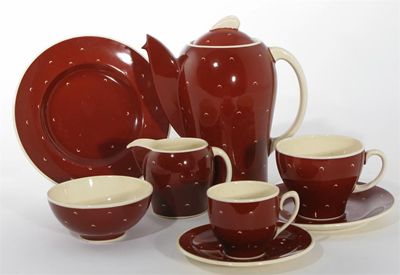 Appraisal: A Susie Cooper Kestrel shape coffee set for six decorated