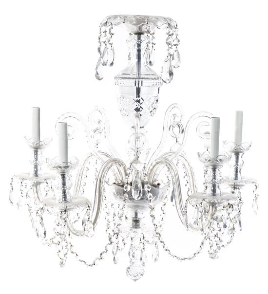 Appraisal: Sale Lot A Georgian Style Cut Glass Five-Light Chandelier first