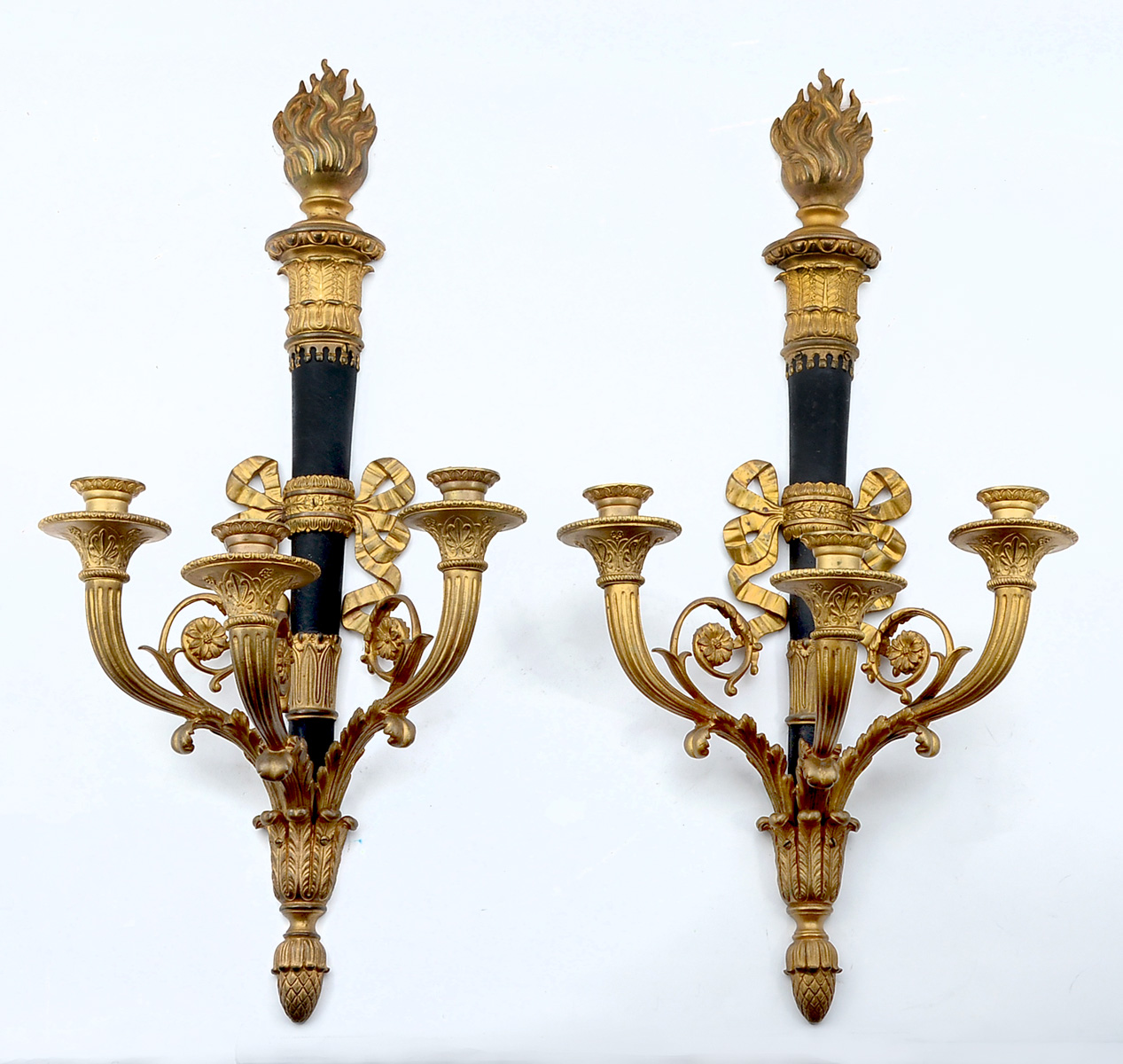 Appraisal: PAIR EMPIRE LIGHT SCONCES Empire Gilt light sconces having a