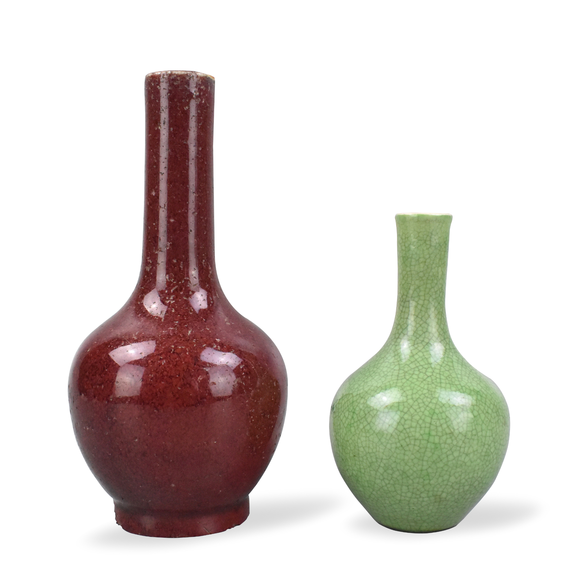 Appraisal: Two Chinese red green glazed globuar vases th- th centuries