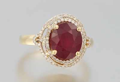 Appraisal: A Ladies' Ruby and Diamond Ring k yellow gold ring