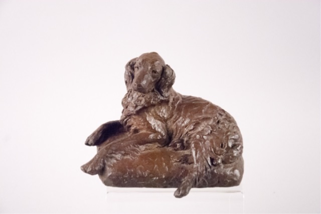 Appraisal: Golden Retriever Bronze Overlay Royal Worchester Artist Doris Lindner