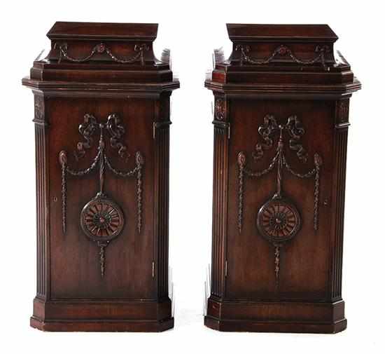 Appraisal: Pair Adam style mahogany side cabinets mid th century shaped