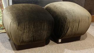 Appraisal: Lot of Moderne velvet ottomans Lot of Moderne velvet ottomans